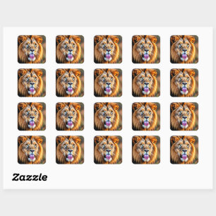 Sticker Carré Portrait de lion majestueux