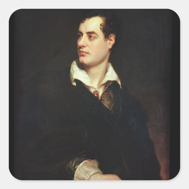 Sticker Carré Portrait de Lord Byron (1788-1824) (huile sur toil (Devant)