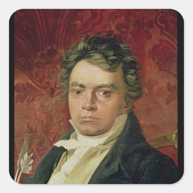 Sticker Carré Portrait de Ludwig Van Beethoven (Devant)