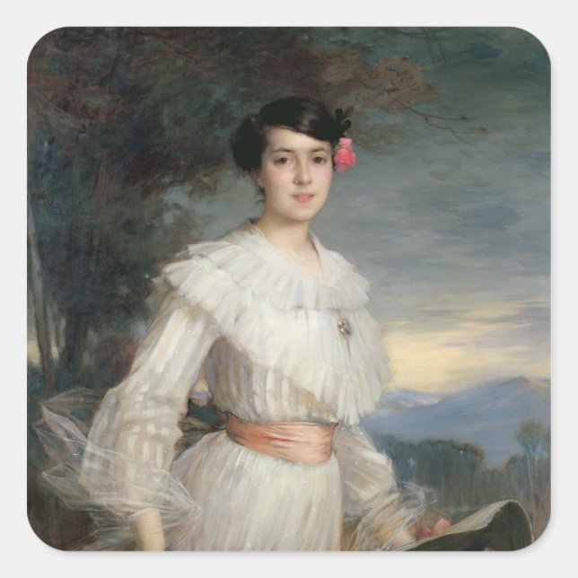 Sticker Carré Portrait de Madeleine Reclus, 1902 (Devant)