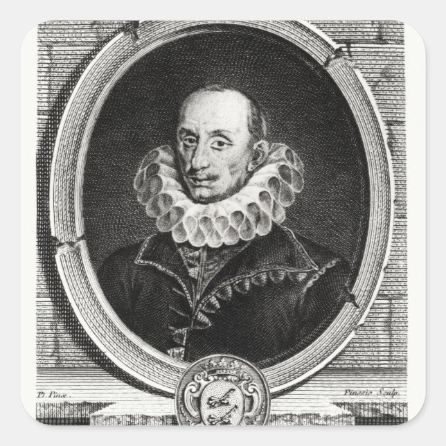 Sticker Carré Portrait de Médaillon de Pierre de Bourdeille (Devant)