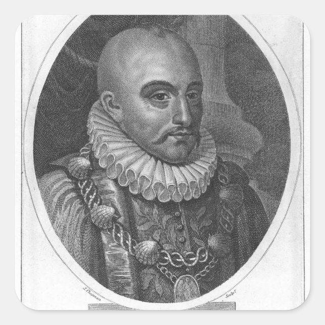 Sticker Carré Portrait de Michel de Montaigne (Devant)