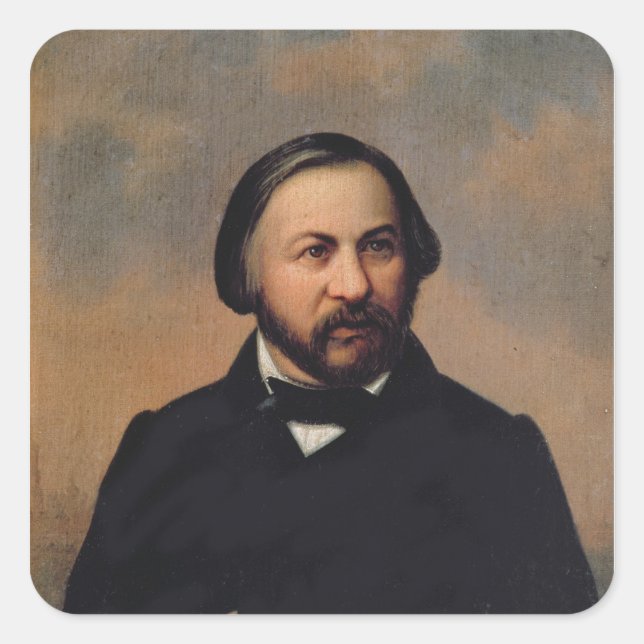 Sticker Carré Portrait de Mikhail Ivanovich Glinka, 1850 (Devant)