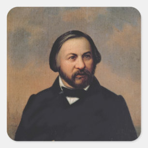 Sticker Carré Portrait de Mikhail Ivanovich Glinka, 1850s