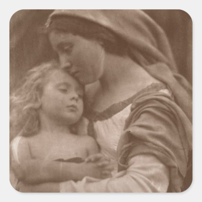 Sticker Carré Portrait de Mother and child (sepia photo) (Devant)