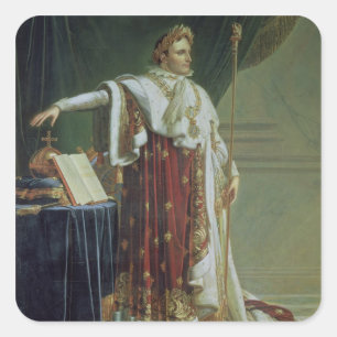 Sticker Carré Portrait de Napoléon I dans ses Robes de couronnem
