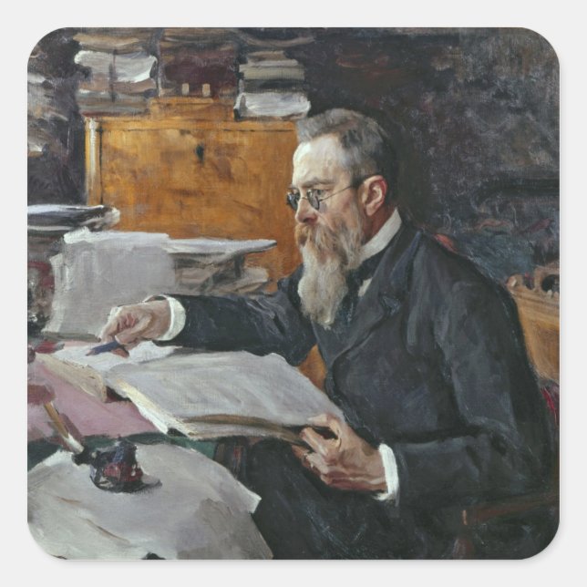 Sticker Carré Portrait de Nikolaï Andreyevich Rimsky-Korsakov (Devant)
