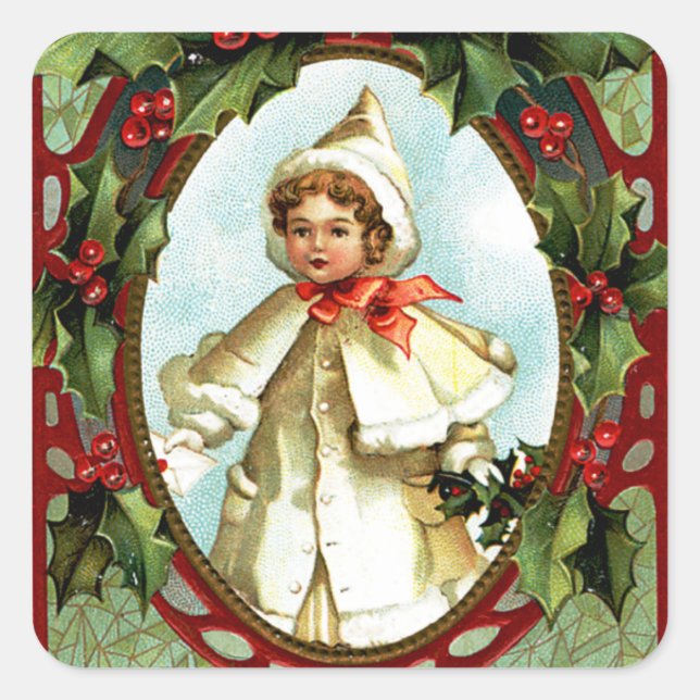 Sticker Carré Portrait de Noël (Devant)