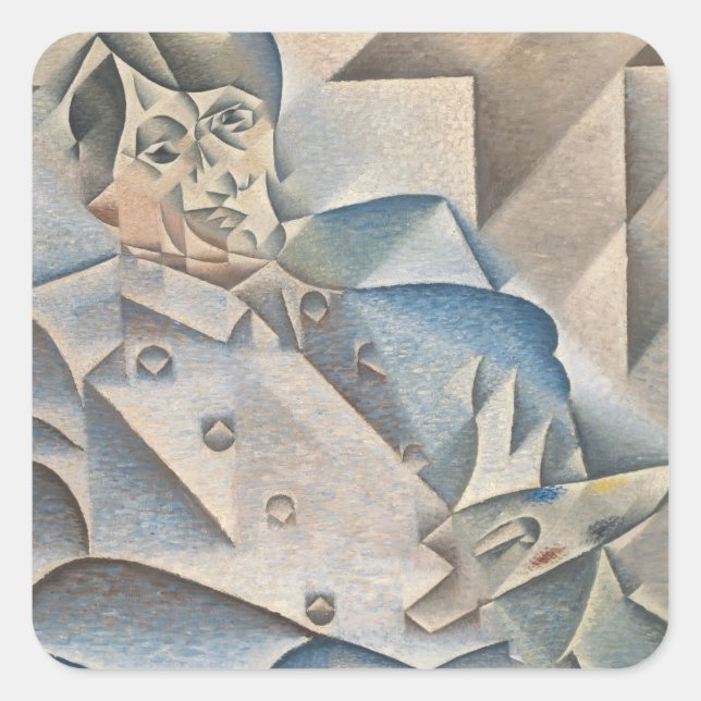 Sticker Carré Portrait de Pablo Picasso par Juan Gris (Devant)