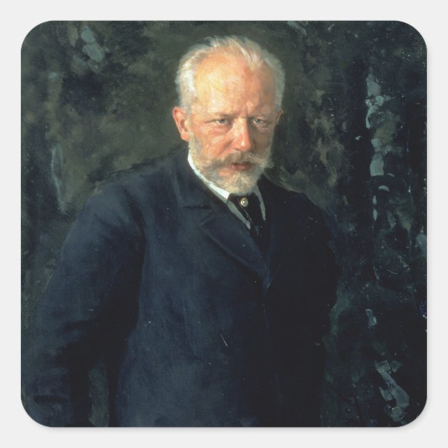 Sticker Carré Portrait de Piotr Ilyich Tchaikovsky (Devant)