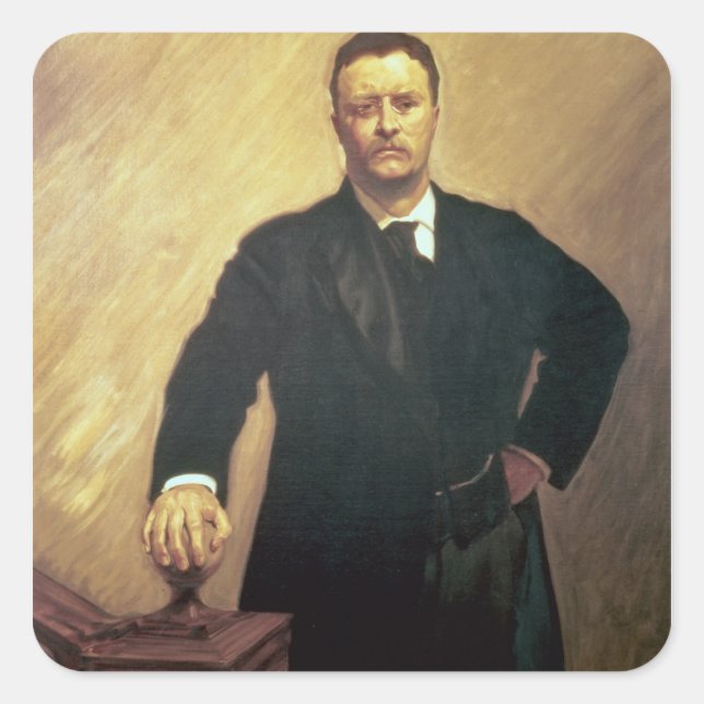 Sticker Carré Portrait de Theodore Roosevelt (Devant)
