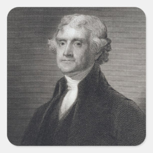 Sticker Carré Portrait de Thomas Jefferson, gravé par le Br de