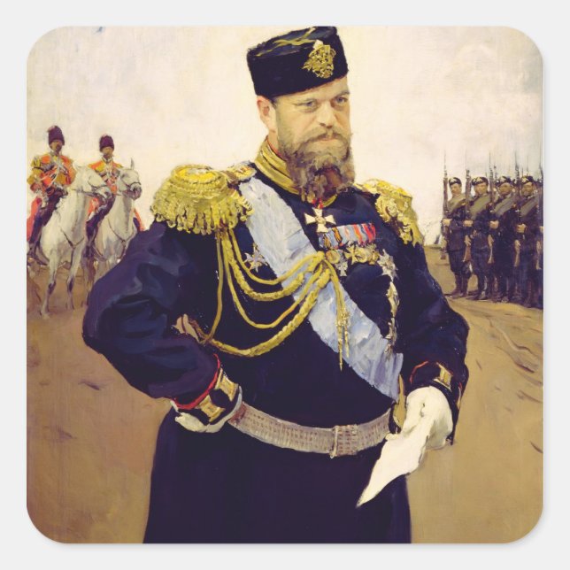 Sticker Carré Portrait de Tsar Alexandre III, 1900 (Devant)