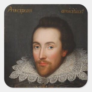Sticker Carré Portrait de William Shakespeare Cobbe circa 1610