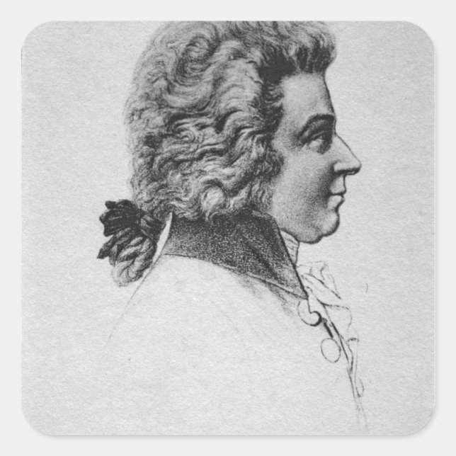 Sticker Carré Portrait de Wolfgang Amadeus Mozart (Devant)