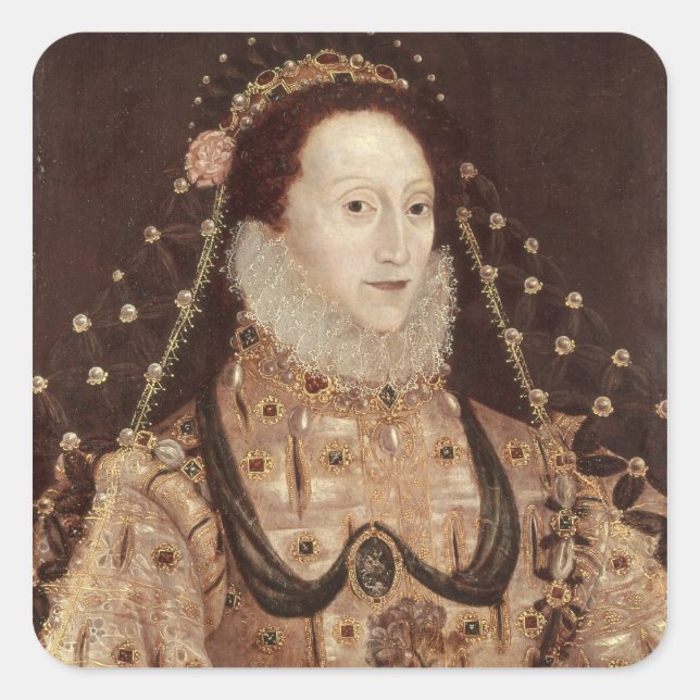 Sticker Carré Portrait d'Elizabeth I c.1575-80 (Devant)
