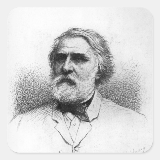 Sticker Carré Portrait d'Ivan Turgenev (Devant)