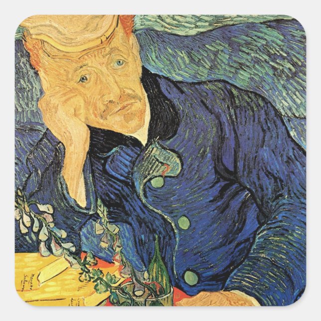 Sticker Carré Portrait du Docteur Gachet par Vincent van Gogh (Devant)