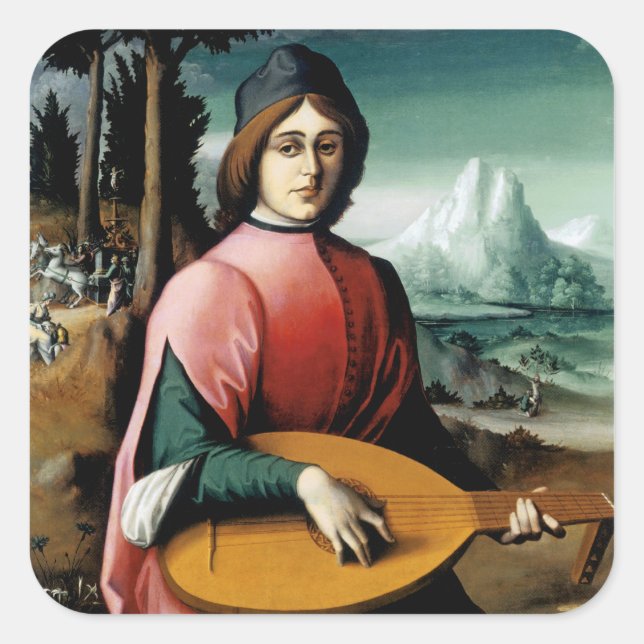 Sticker Carré Portrait d'un jeune homme à la traîne (Devant)