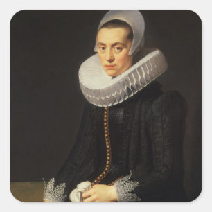 Sticker Carré Portrait d'une dame en robe noire
