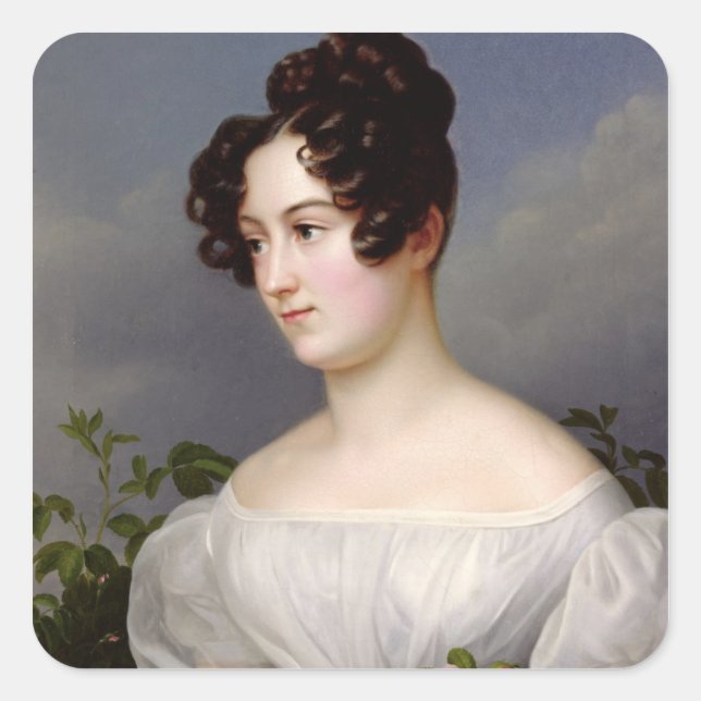 Sticker Carré Portrait d'une jeune femme, 1827 (huile sur toile) (Devant)