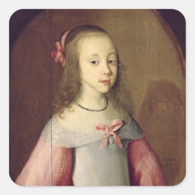 Sticker Carré Portrait d'une jeune fille, 1651 (Devant)