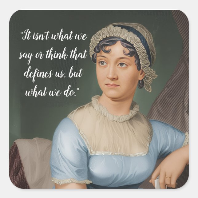 Sticker Carré Portrait et citation de Jane Austen (Devant)