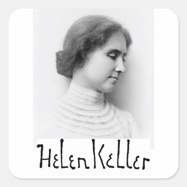 Sticker Carré Portrait et signature de Hellen Keller (Devant)