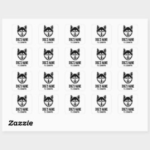 Sticker Carré Portrait noir et blanc Husky Lino Coupe