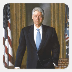 Sticker Carré Portrait officiel de Bill Clinton à la Maison Bla