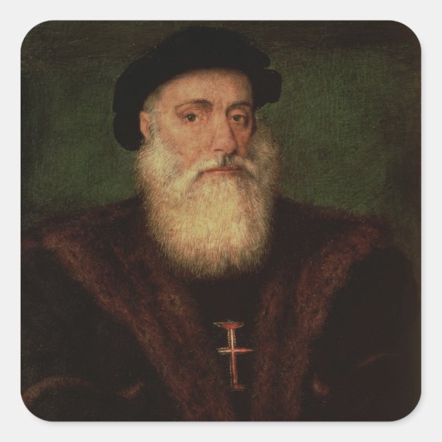 Sticker Carré Portrait présumé être de Vasco da Gama c.1524 (Devant)