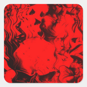 Sticker Carré Portraits de musiciens de pop dans Vibrant rouge c