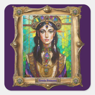 Sticker Carré Portraits du Royaume de Mardi Gras - La Princesse
