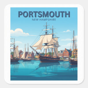 Sticker Carré Portsmouth Harbor New Hampshire