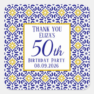 Sticker Carré Portugais Carreaux Bleu 50e anniversaire Méditerra
