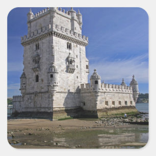 Sticker Carré Portugal, Lisbonne. Tour de Belem, un site mondial
