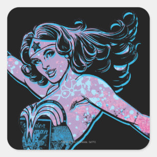 Sticker Carré Pose colorée de Wonder Woman