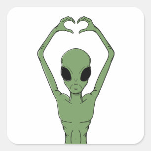 Sticker Carré Pose de cœur extraterrestre