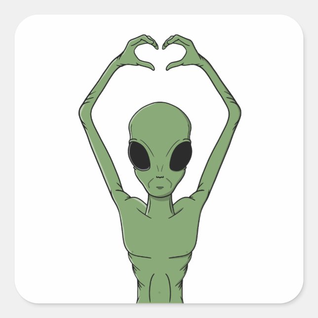 Sticker Carré Pose de cœur extraterrestre (Devant)