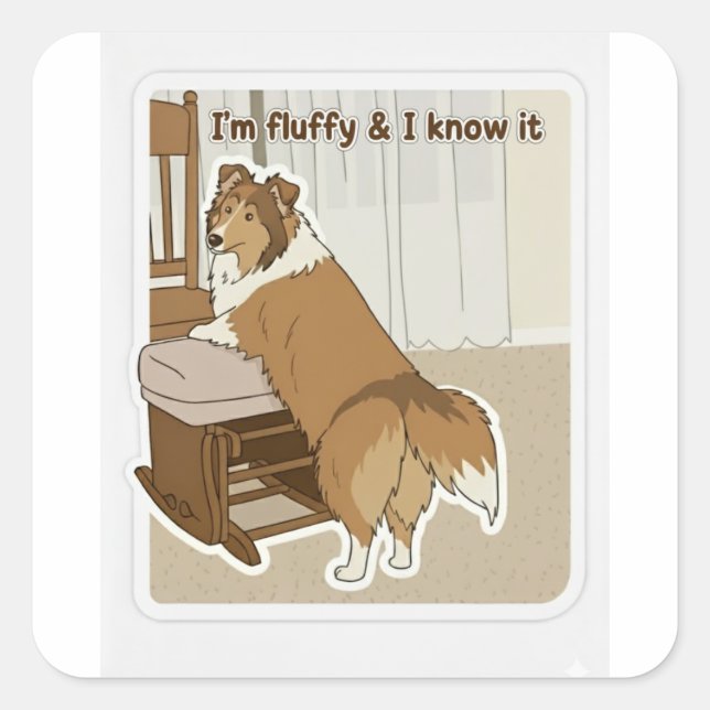 Sticker Carré Pose de Sheltie (Devant)