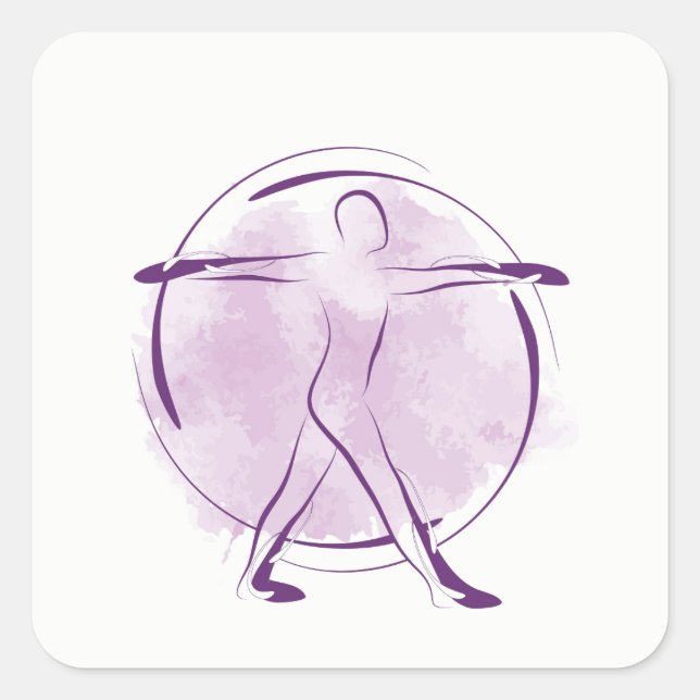 Sticker Carré Pose de yoga (Devant)