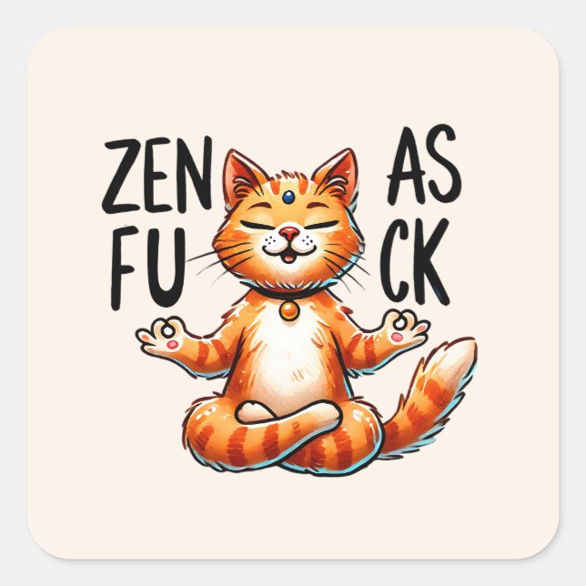 Sticker Carré Pose de Yoga de chat - Zen (Devant)