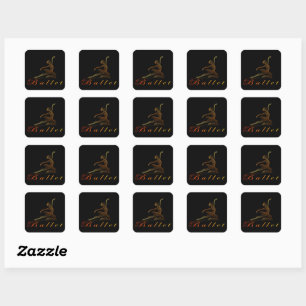 Sticker Carré Pose gracieuse d'une ligne d'or Art Ballerina