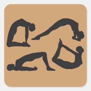 Sticker Carré Positions de yoga Silhouettes