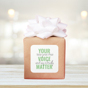 Sticker Carré Positive Green Your Voice Matter Motivation Citati