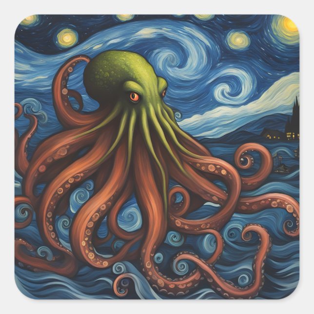 Sticker Carré Post-impressionnisme de Cthulhu (Devant)