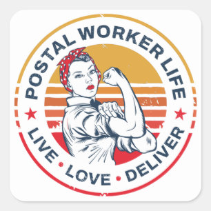 Sticker Carré Postal Worker Life Gag Poste Coworker
