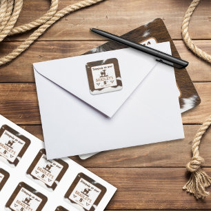 Sticker Carré Poster de animal Bétail Stampede Anniversaire Brow