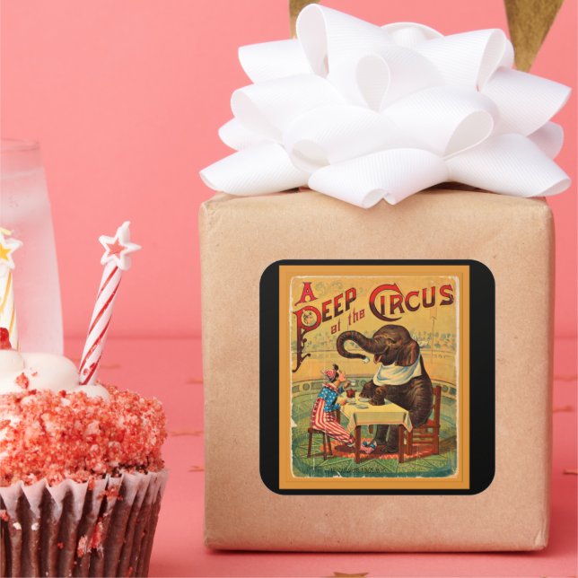 Sticker Carré Poster de cirque vintage : Circus Elephant (Fête)