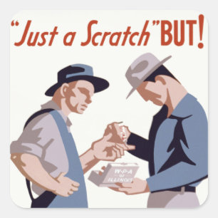 Sticker Carré Poster de premiers soins "Just a Scratch"